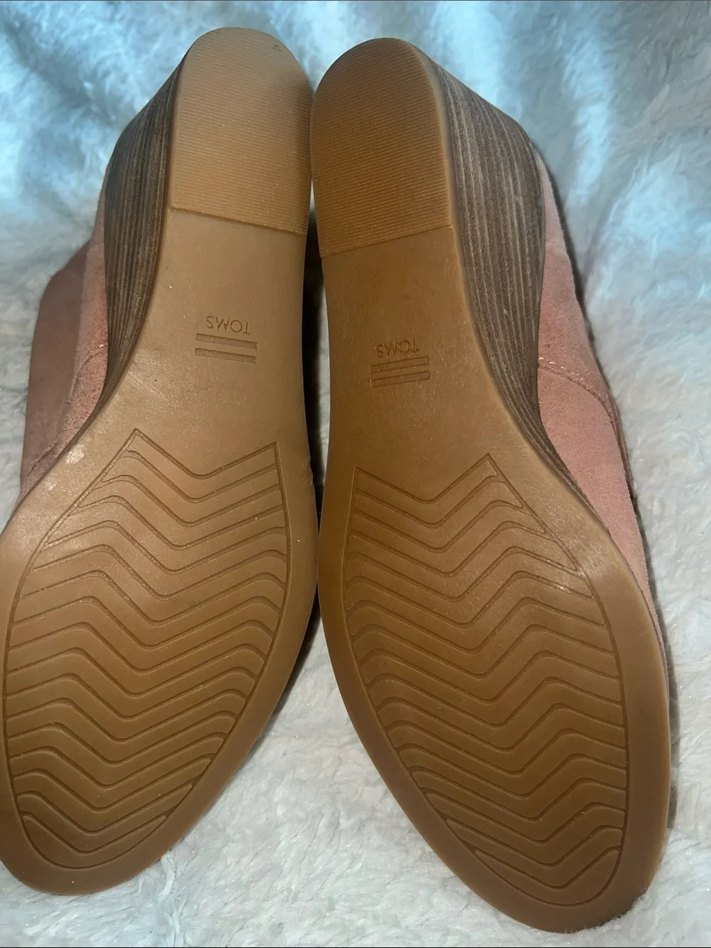 Toms Pink Suede Lace-Up Wedge Booties